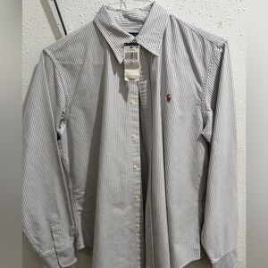 Polo by Ralph Lauren Men's Pinstripe Shirt - White and Gray